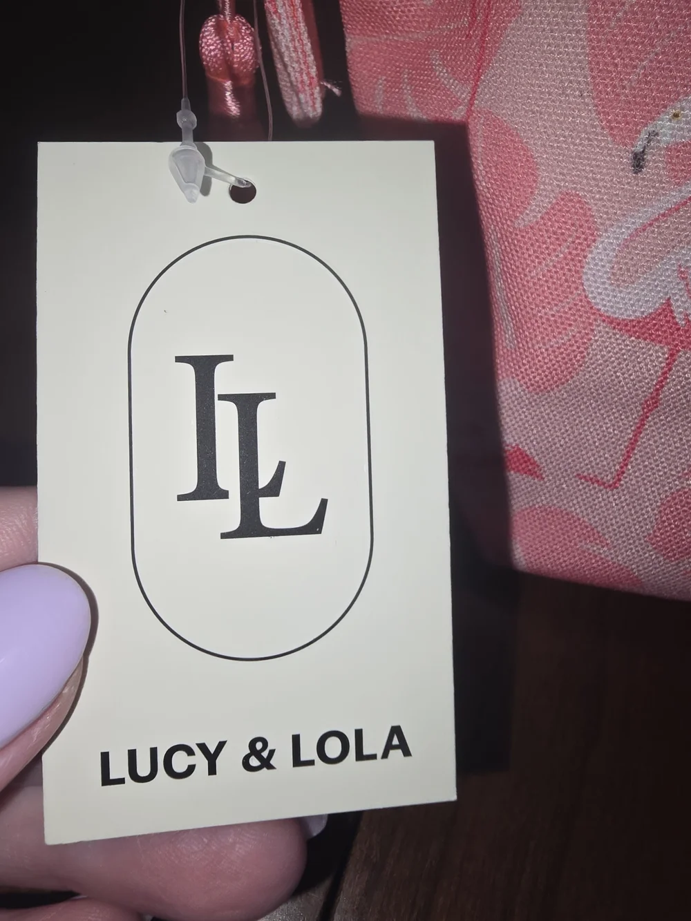 Lucy & Lola Pink Flamingo Print Canvas Cosmetic Pouch, New with Tags